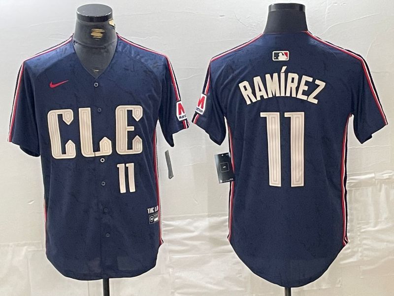 Men Cleveland Indians #11 Ramirez Blue City Edition Nike 2024 MLB Jersey style 5->cleveland indians->MLB Jersey